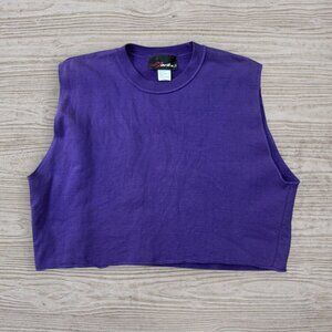 MARIKA Vintage 80s 90s Purple Crop Top Sleeveless Sweatshirt Active Athletic S/M